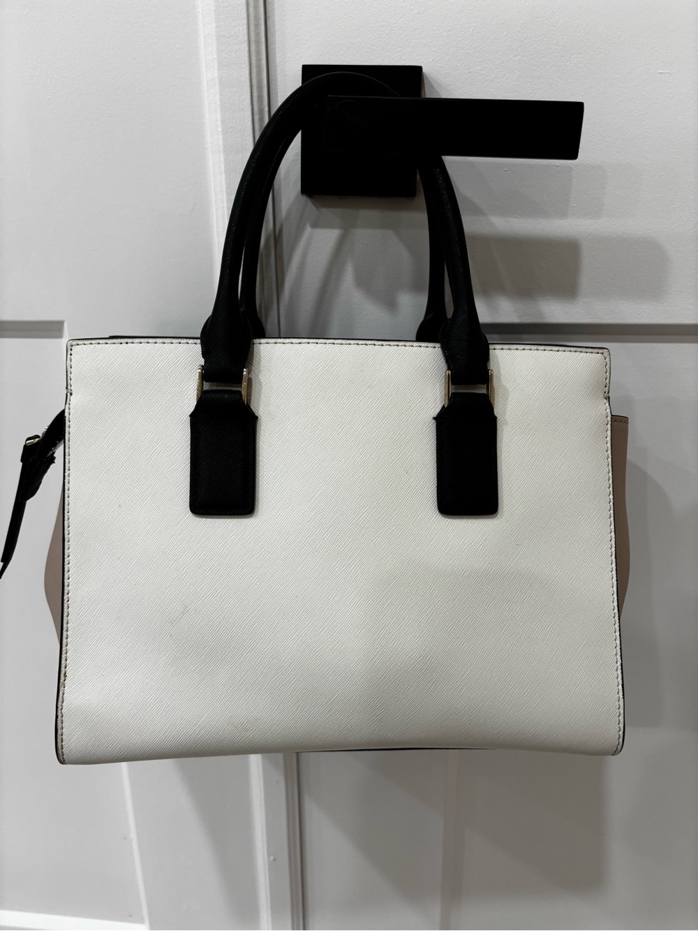 kate spade Two-Tone Satchel in White, Black and Taupe - Picture 3 of 14